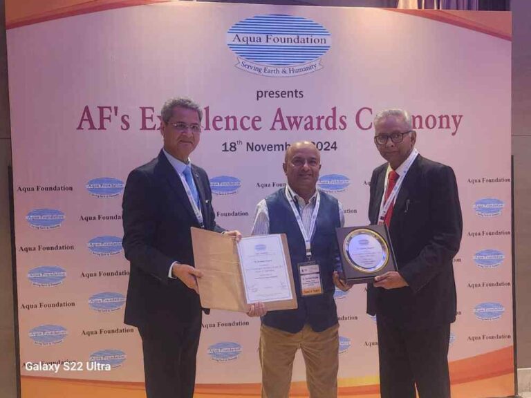 यूजेवीएन लिमिटेड के प्रबंध निदेशक डॉ. संदीप सिंघल को Professional Excellence- Individual में  (Aqua Foundation Excellence Award 2024) से सम्मानित।