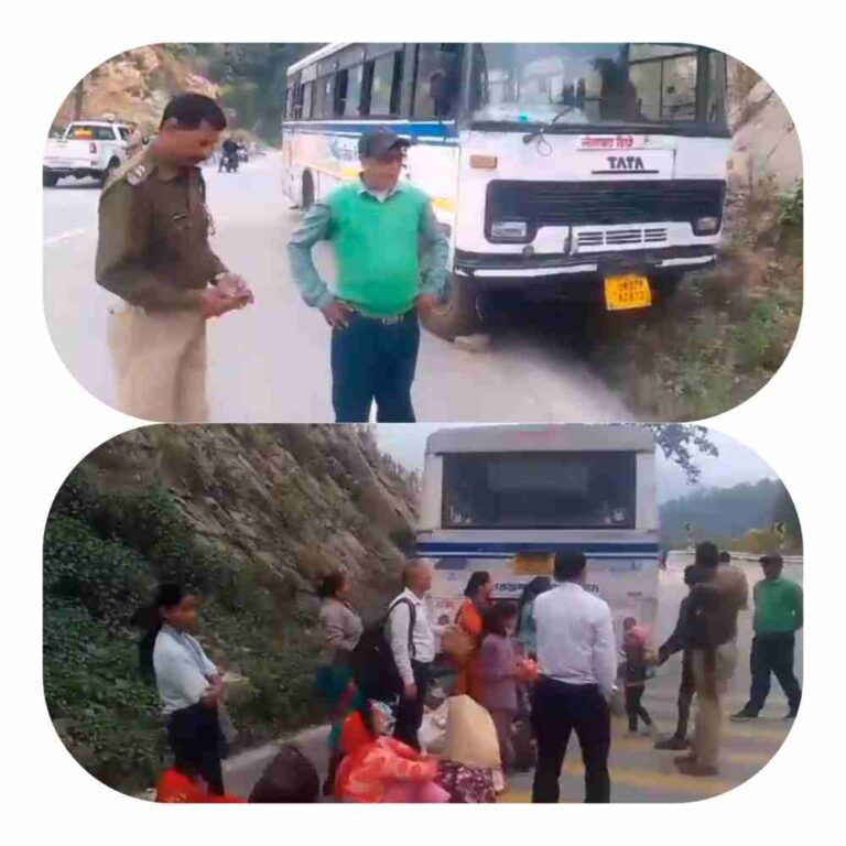 रोडवेज बस के हुए ब्रेक फेल चालक की सूझबूझ से टला बड़ा हादसा 