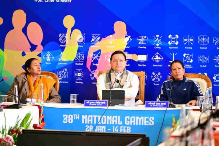 मुख्यमंत्री धामी ने राष्ट्रीय खेलों की तैयारियों की समीक्षा करी,खेल मंत्री रेखा आर्या और अधिकारियों संग की चर्चा