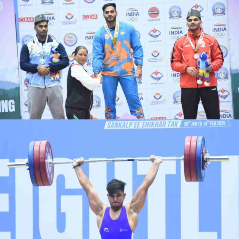 नेशनल गेम्स वेटलिफ्टिंग के विजेताओं को खेल मंत्री रेखा आर्या ने प्रदान किए मेडल