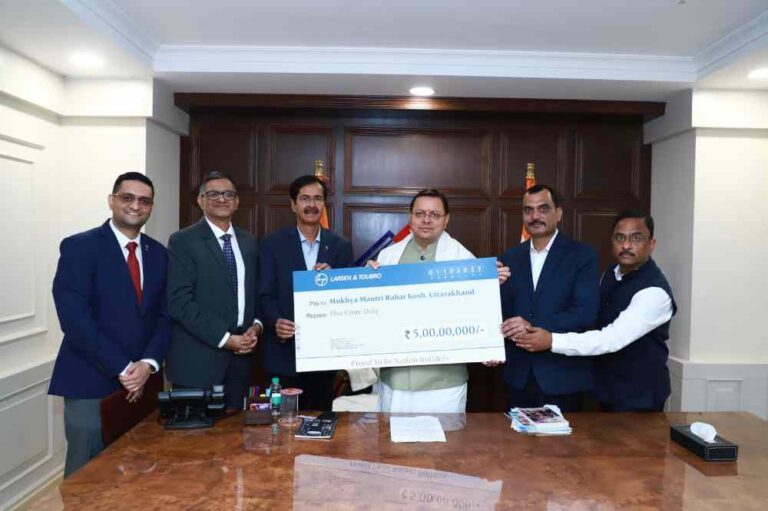 प्राकृतिक आपदाओं से प्रभावित लोगों की सहायता के लिए लार्सन एंड टुब्रो ने मुख्यमंत्री राहत कोष में दिए 5 करोड़ की धनराशि