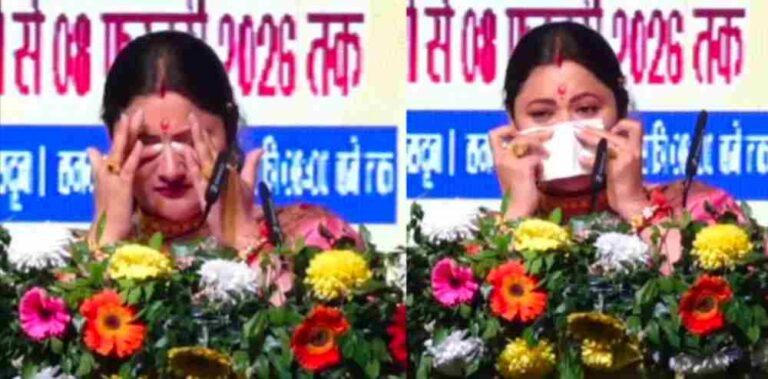 मंच पर अचानक फफक-फफक कर रो पड़ी सीएम धामी की पत्नी, जानें क्यों